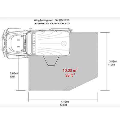 James Baroud Falcon Awning 270 | 100% Waterproof, UV and Heat Reflective Diagram