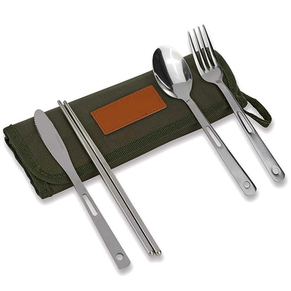 Camping cutlery 13pc set portable fold up carry pack stainless steel outdoor