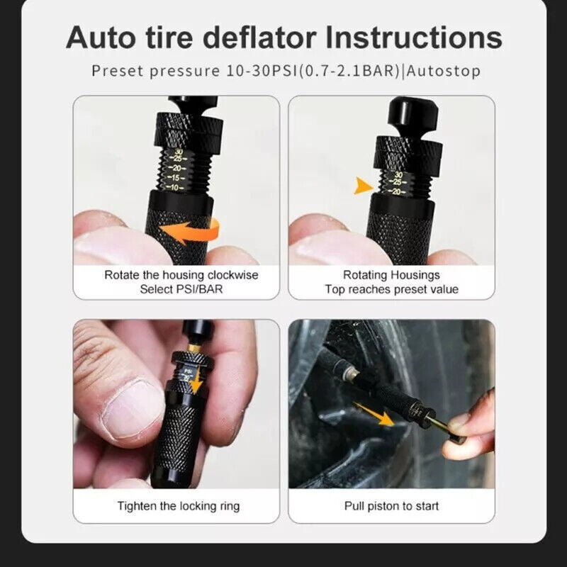 4PCS Portable Tyre Deflators Air Quick Deflator 10~30 PSI Tire Valve Core Tool