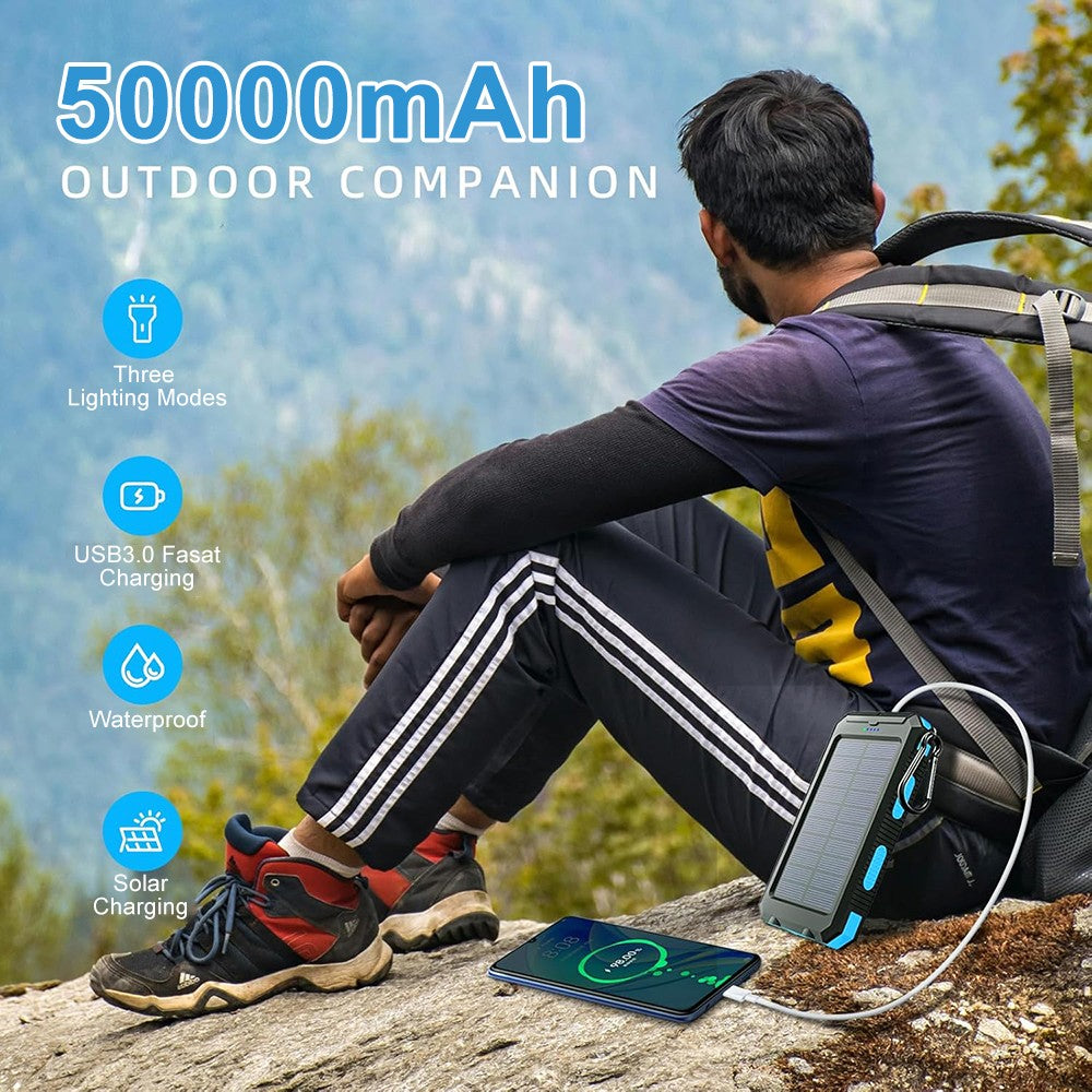 500000mAh Portable Solar Panel Dual USB External Battery Power Bank Pack Charger