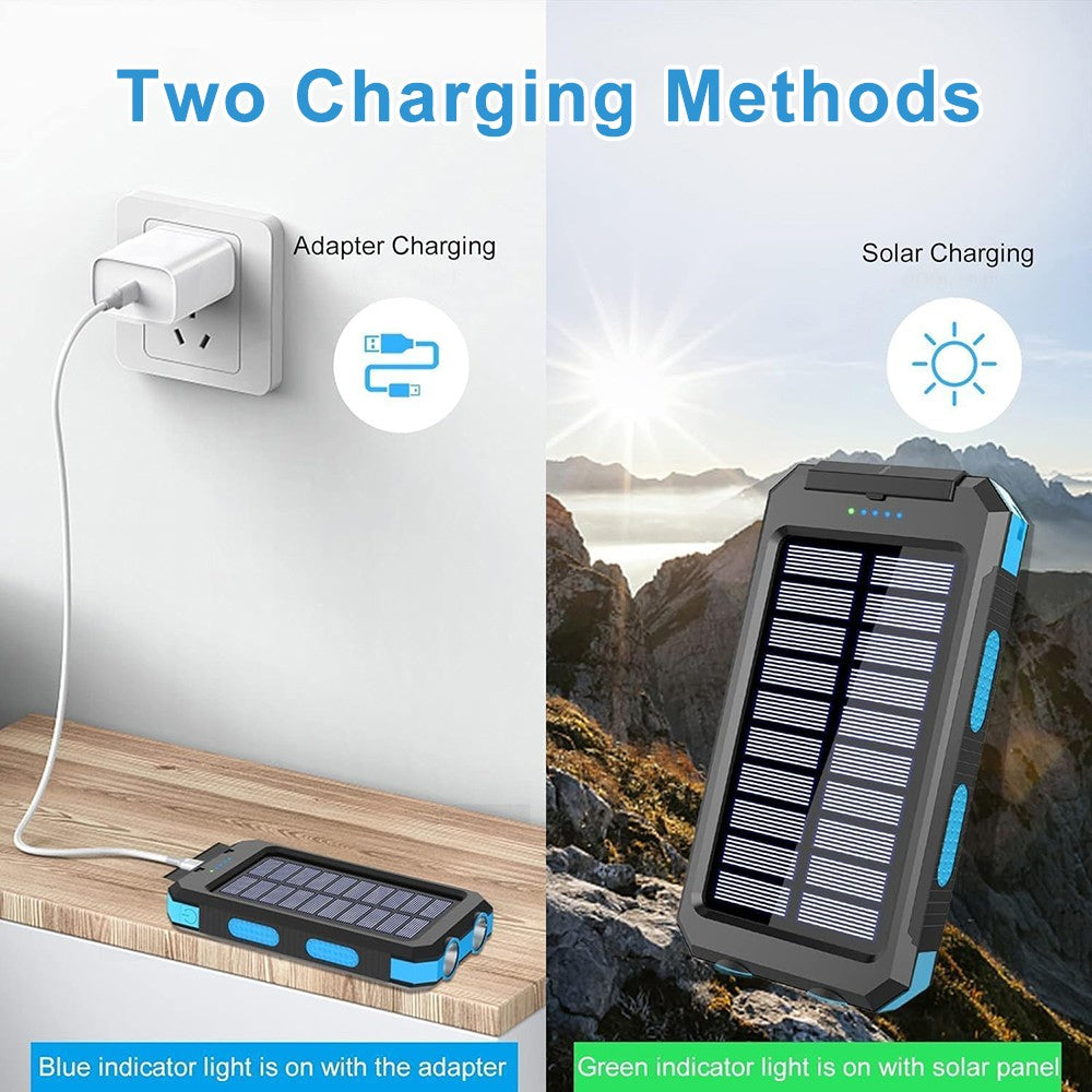 500000mAh Portable Solar Panel Dual USB External Battery Power Bank Pack Charger