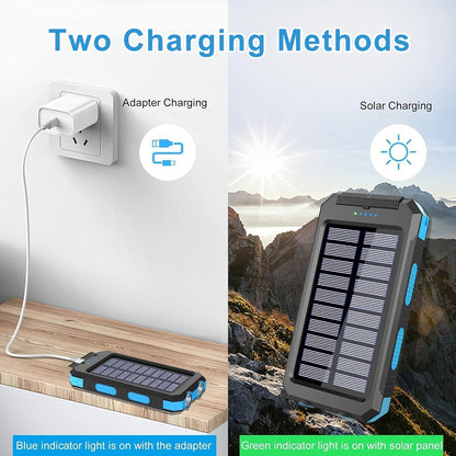 500000mAh Portable Solar Panel Dual USB External Battery Power Bank Pack Charger
