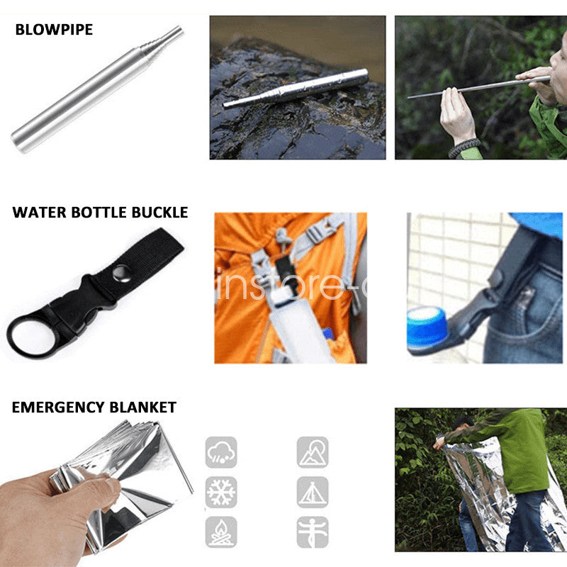 Emergency Survival Equipment Kit Outdoor Sports Tactical Hiking Camping SOS Tool