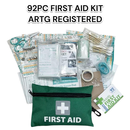 92 Pcs First Aid Kit Survival Bag for Travel, Camping, Hiking, Emergency Use