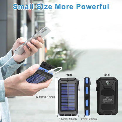 500000mAh Portable Solar Panel Dual USB External Battery Power Bank Pack Charger