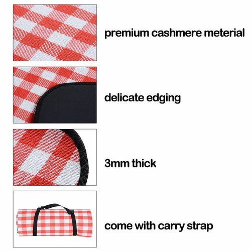 3mx3m Large Picnic Blanket Mat Premium Cashmere Rug Waterproof Outdoor