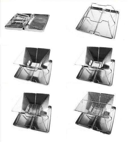 Fire Pit BBQ Grill Smoker Camping Cooking Outdoor Portable Stainless Steel Stove